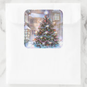 kerstboom vierkante sticker (Tas)