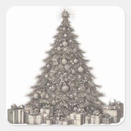 kerstboom vierkante sticker