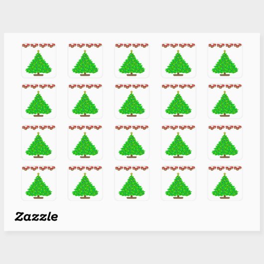 kerstboom vierkante sticker (Vel)