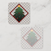 kerstboom vierkante visitekaartje (Voorkant / Achterkant)
