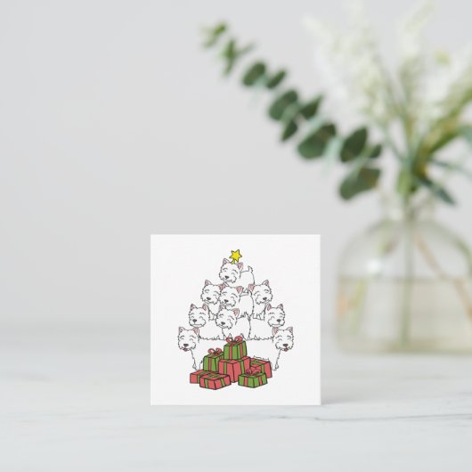 kerstboom vierkante visitekaartje (Staand voorkant)