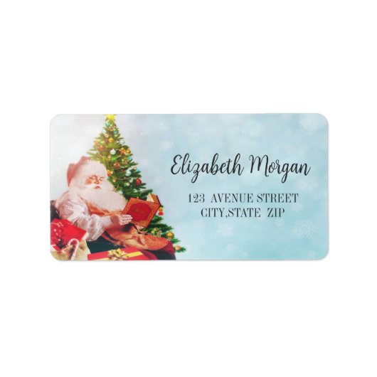 Kerstboom vintage, kerstman etiket (Voorkant)