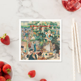 Kerstboom Vintage Lithografisch Servet