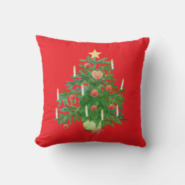 Kerstboom Vintage met een Ster Levendig Rood Kussen