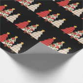 Kerstboom Vintage Patchwork Lieve Feestdag  Cadeaupapier (Hoek)
