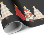 Kerstboom Vintage Patchwork Lieve Feestdag Cadeaupapier (Rol Hoek)