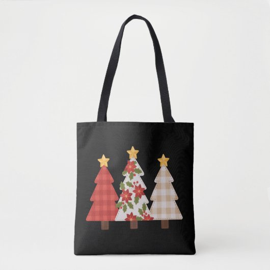 Kerstboom Vintage Patchwork Lieve Feestdag Tote Bag (Voorkant)