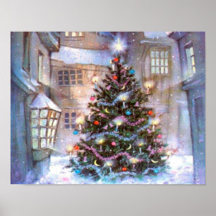Kerstboom Vintage Poster