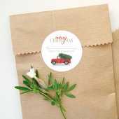 Kerstboom Vintage Rode Truck Rustiek Schattig Ronde Sticker
