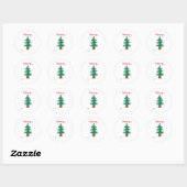 Kerstboom Vintage Ronde Sticker (Vel)