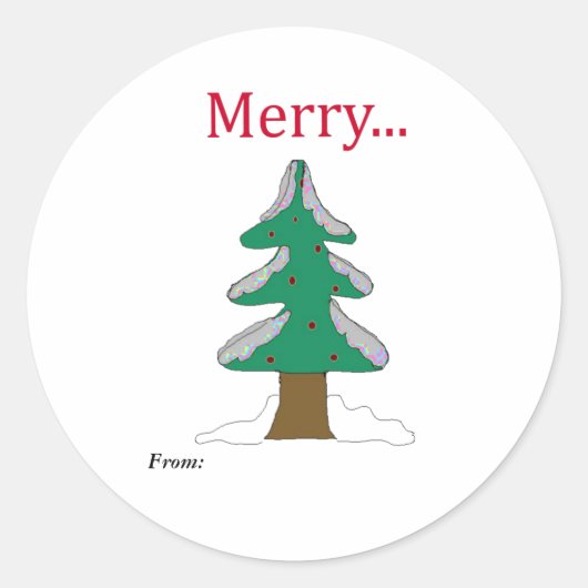 Kerstboom Vintage Ronde Sticker (Voorkant)