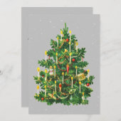 Kerstboom vintage rustieke vlakke kaart (Voorkant / Achterkant)