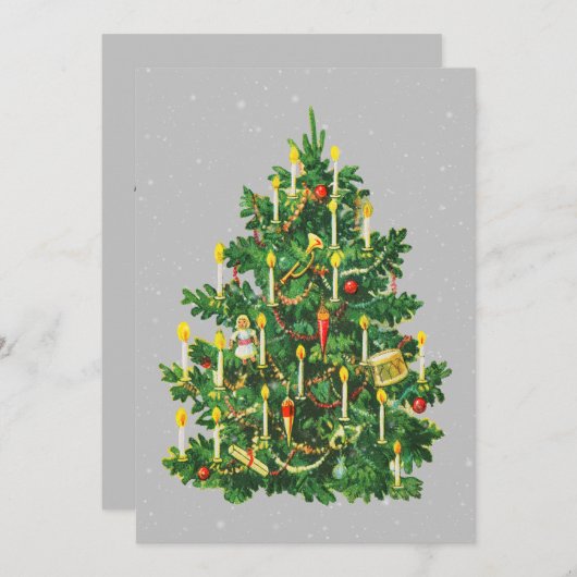 Kerstboom vintage rustieke vlakke kaart (Voorkant / Achterkant)