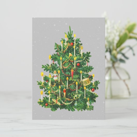 Kerstboom vintage rustieke vlakke kaart (Staand voorkant)