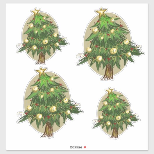 Kerstboom Vinyl Gesneden stickers (Vel)