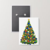 Kerstboom - Vlag van de Europese Unie | EU Euro -  Button (Voorkant / Achterkant)