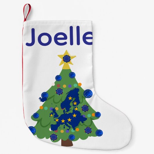 Kerstboom - Vlag van de Europese Unie | EU Euro -  Kleine Kerstsok (Voorkant)