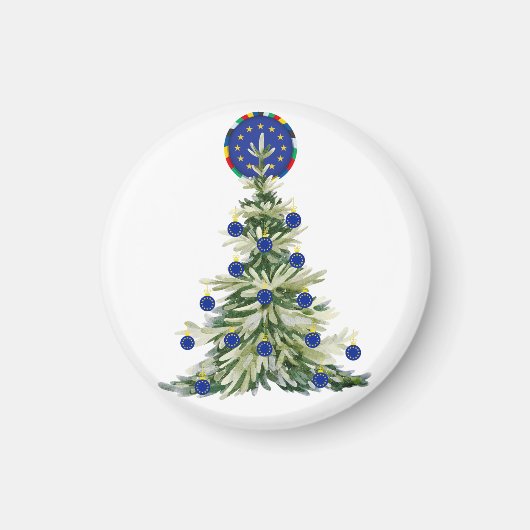 Kerstboom - Vlag van de Europese Unie | EU Euro -  Magneet (Voorkant)