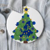 Kerstboom - Vlag van de Europese Unie | EU Euro Ronde Button 6,0 Cm (In situ)