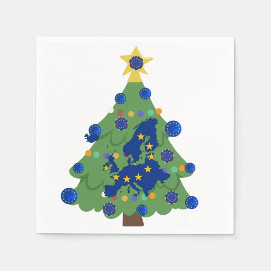 Kerstboom - Vlag van de Europese Unie | EU Euro -  Servet (Voorkant)