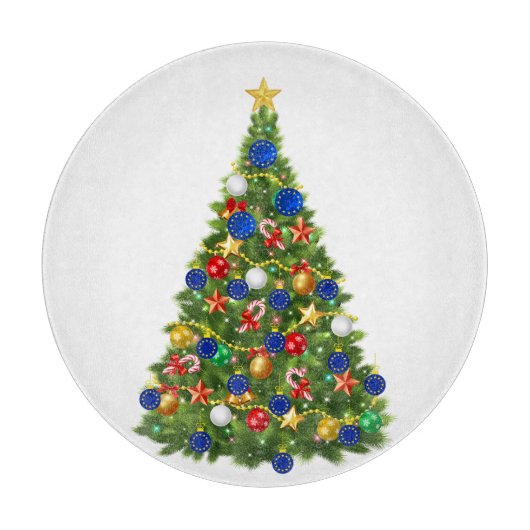 Kerstboom - Vlag van de Europese Unie | EU Euro -  Snijplank (Voorkant)