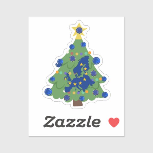 Kerstboom - Vlag van de Europese Unie | EU Euro - Sticker (Vel)