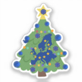 Kerstboom - Vlag van de Europese Unie | EU Euro - Sticker (Voorkant)
