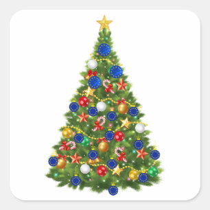 Kerstboom - Vlag van de Europese Unie EU Euro - Vierkante Sticker