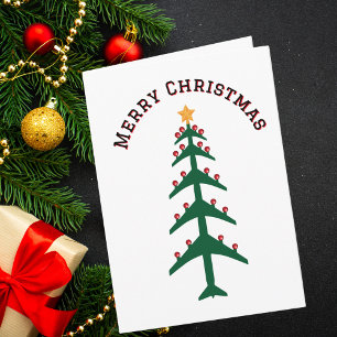 Kerstboom Vliegtuig Foto Minimalistische Luchtvaar Feestdagen Kaart