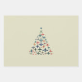 Kerstboom Vliegtuig Retro Piloot Vliegen Vlucht Inpakpapier Vel (Voorkant)