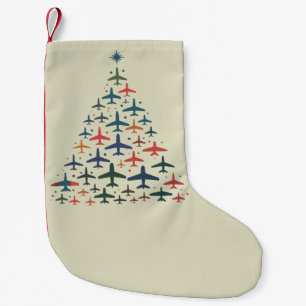 Kerstboom Vliegtuig Retro Piloot Vliegen Vlucht Kleine Kerstsok