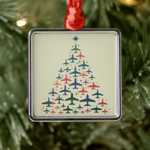 Kerstboom Vliegtuig Retro Piloot Vliegen Vlucht Metalen Ornament