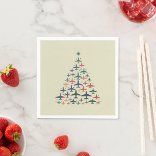 Kerstboom Vliegtuig Retro Piloot Vliegen Vlucht Servet