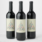 Kerstboom Vliegtuig Retro Piloot Vliegen Vlucht Wijn Etiket (Flessen)