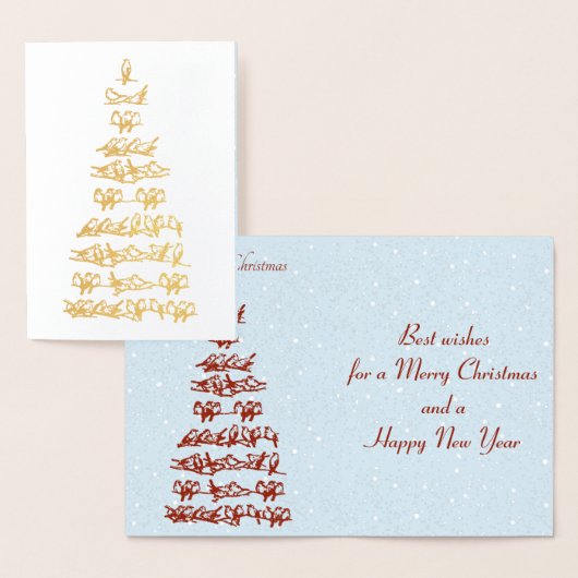 Kerstboom vogels folie kaarten (Display)