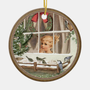 Kerstboom Vogels Natuur Birdwatcher Vintage Keramisch Ornament
