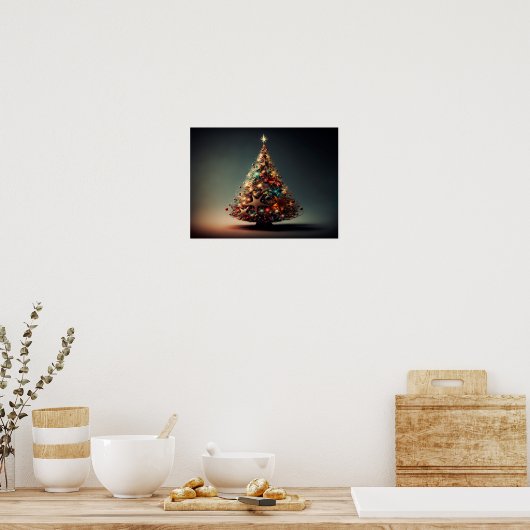 Kerstboom vol kerstmannetjes. poster (Keuken)
