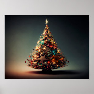 Kerstboom vol kerstmannetjes. poster