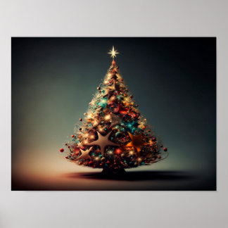 Kerstboom vol kerstmannetjes. poster