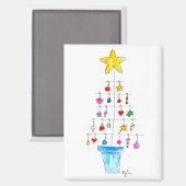 Kerstboom vol vrolijkheid en licht magneet (Voorkant / Achterkant)