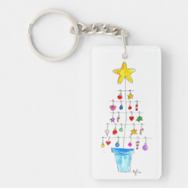 Kerstboom vol vrolijkheid en licht sleutelhanger