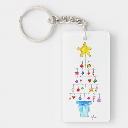 Kerstboom vol vrolijkheid en licht sleutelhanger (Voorkant)
