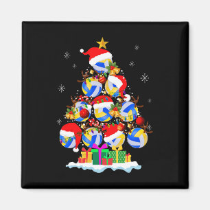 Kerstboom Volleybal Bal Santa Hat Grappig Xma Magneet