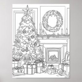 Kerstboom volwassen kleuring poster