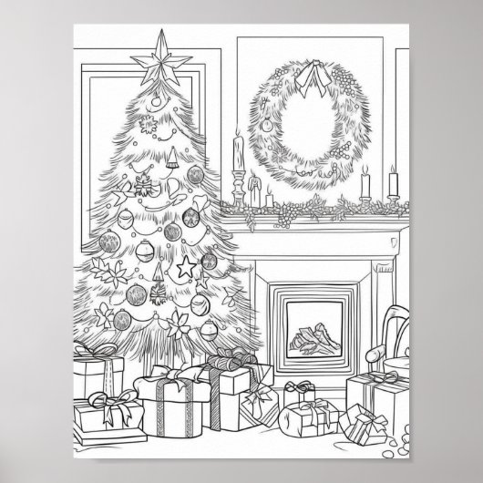 Kerstboom volwassen kleuring poster (Voorkant)