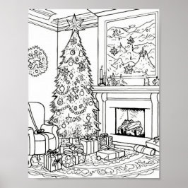 Kerstboom volwassen kleuring poster