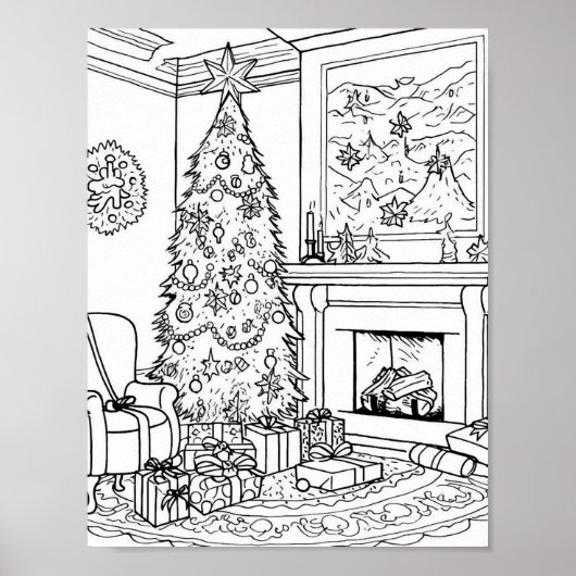 Kerstboom volwassen kleuring poster (Voorkant)