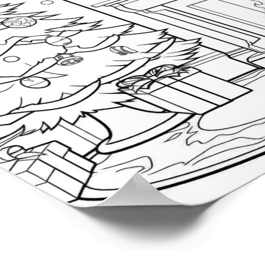 Kerstboom volwassen kleuring poster (Hoek)