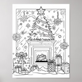 Kerstboom volwassen kleuring poster