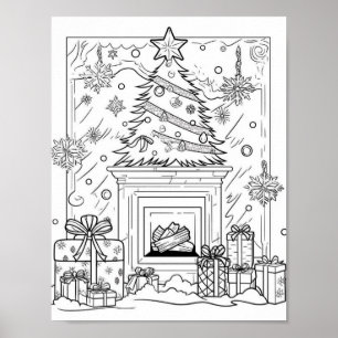 Kerstboom volwassen kleuring poster